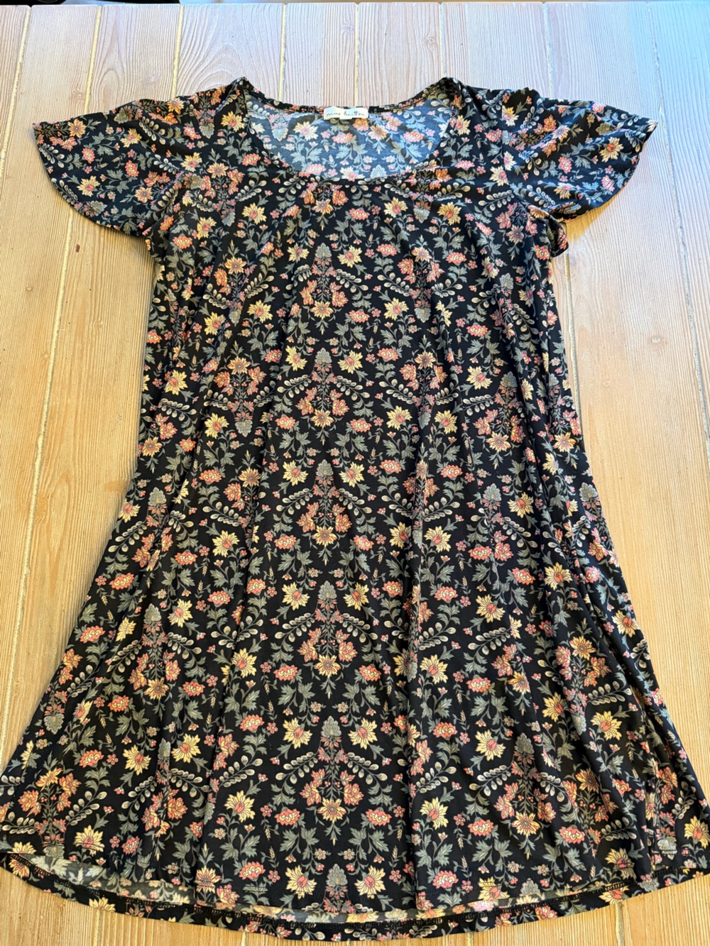 Nine Britton Black Floral Dress Pink and Yellow Flowers